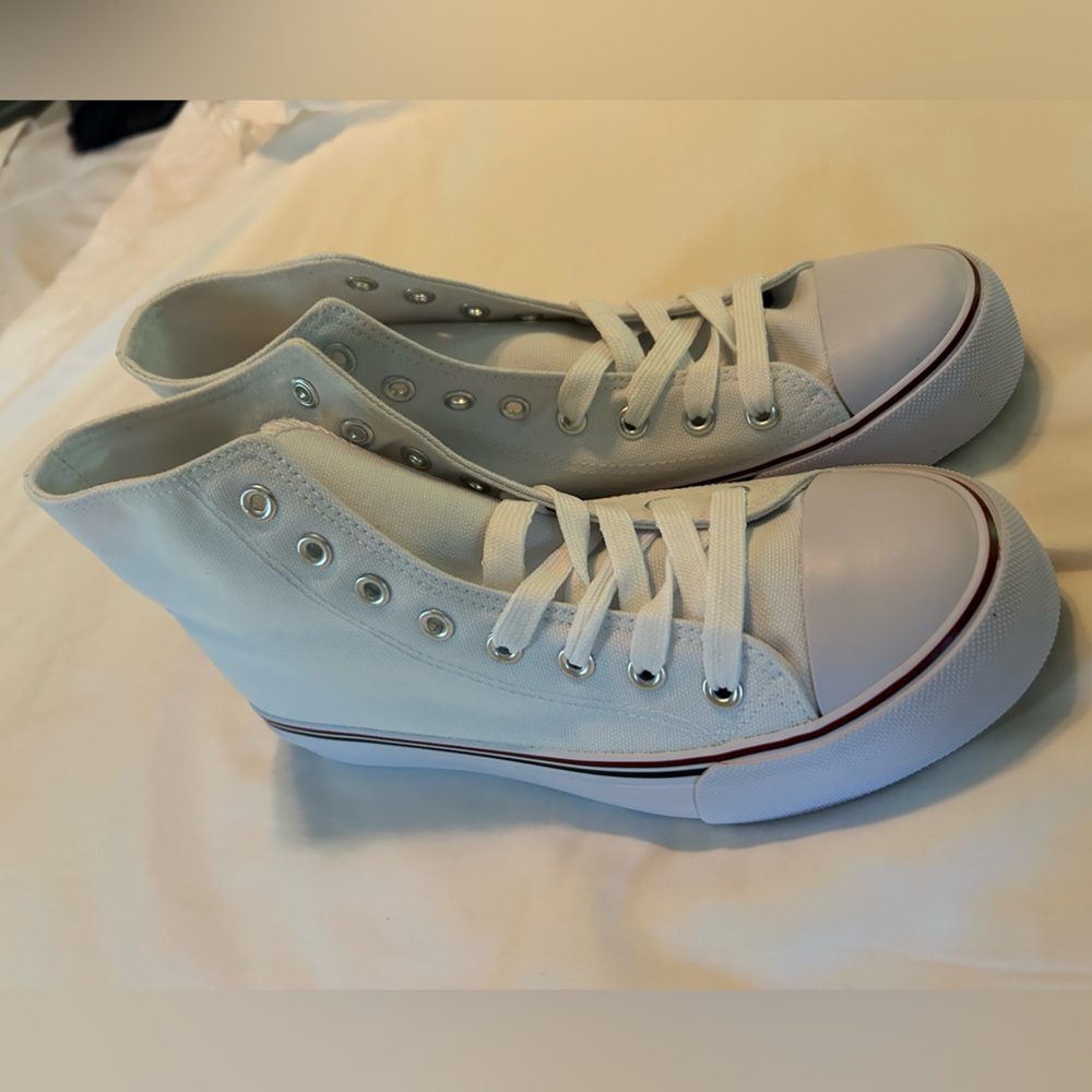 Amazon White Canvas High-Top Sneakers